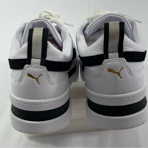 PUMA Mayze Leather Lace Up White Black Women’s Size 8 Platform Shoes # 381983-01 - Picture 5 of 16